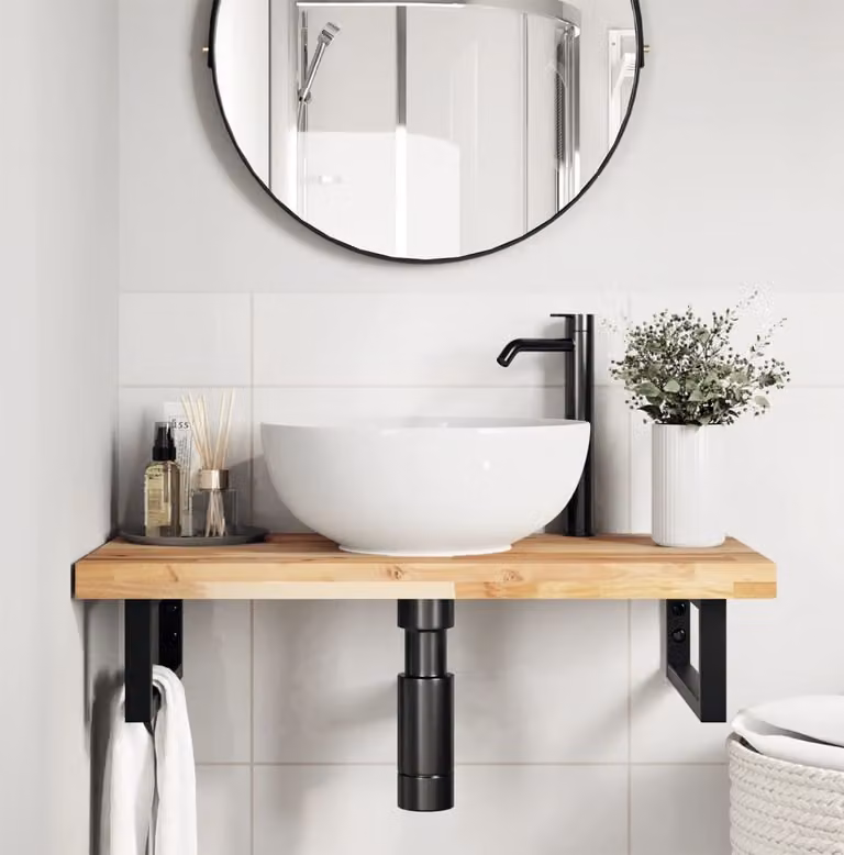 Piano da Bagno Non Trattato 100x40x4cm Legno Massello di Acacia