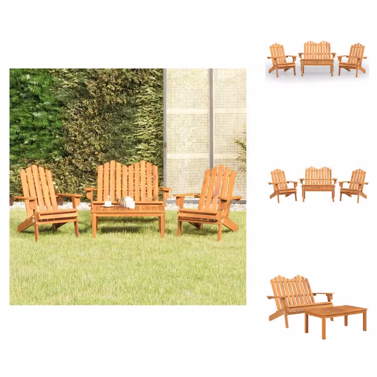 vidaXL set salotto da giardino 4 pezzi Adirondack in legno massiccio di acacia - Set di mobili da giardino
