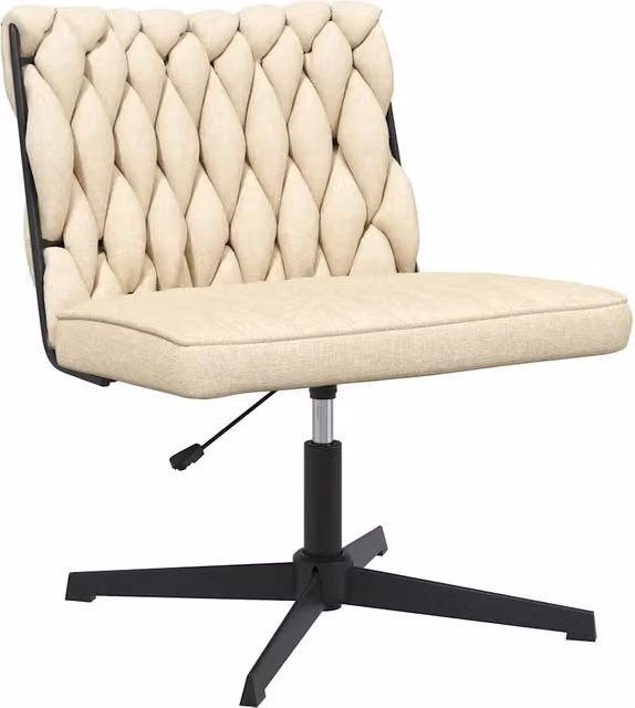 Sedia da Gaming e Ufficio Girevole a 360 gradi in Tessuto Beige con Ruote e Design Minimalista