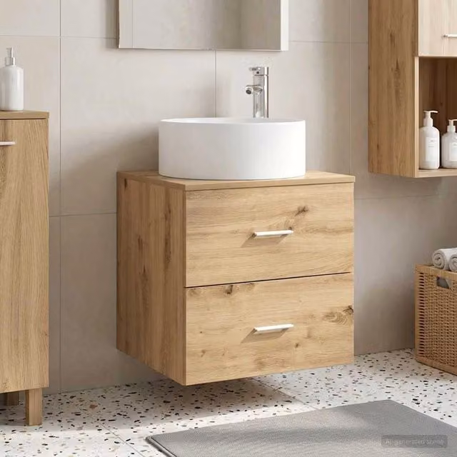 Mobile Lavabo da Parete Rovere Artigianale 890325