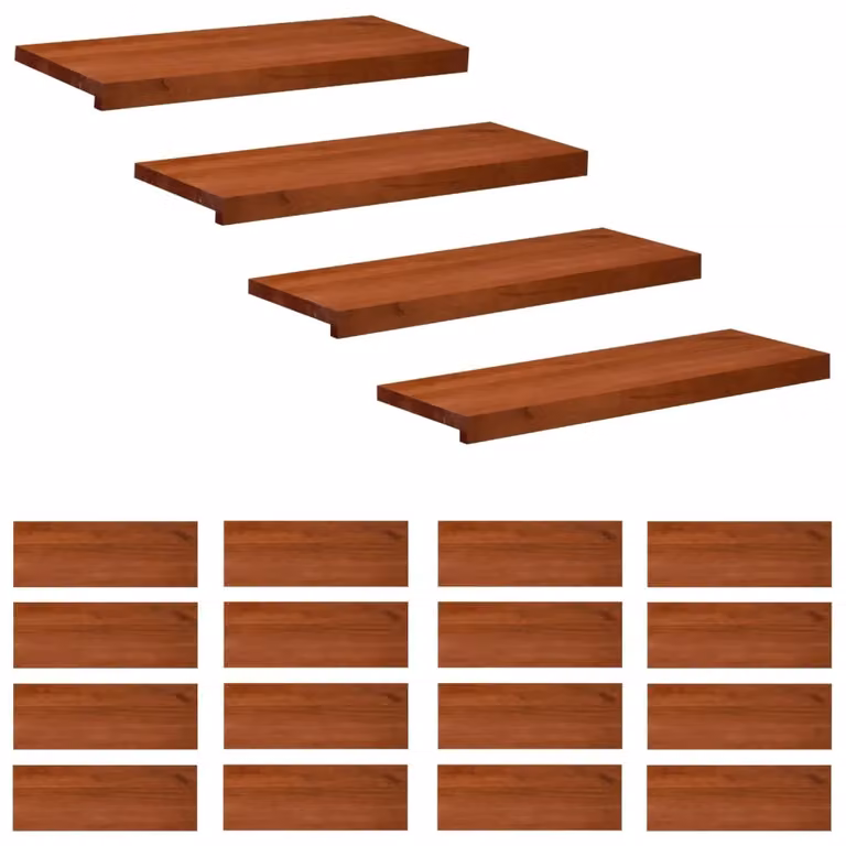 Set di 20 tappeti per scale vidaXL marrone, design moderno e resistente, L: 80 cm, P: 30 cm, H: 2 cm
