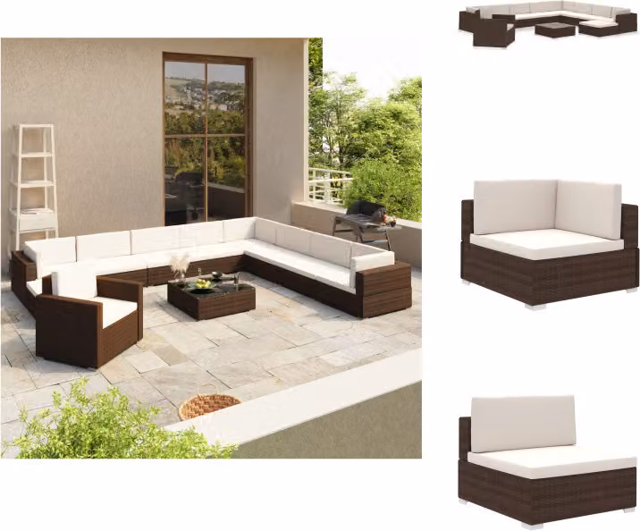 vidaXL set da salotto da giardino 12 pezzi con cuscini in rattan marrone - Set di mobili da giardino