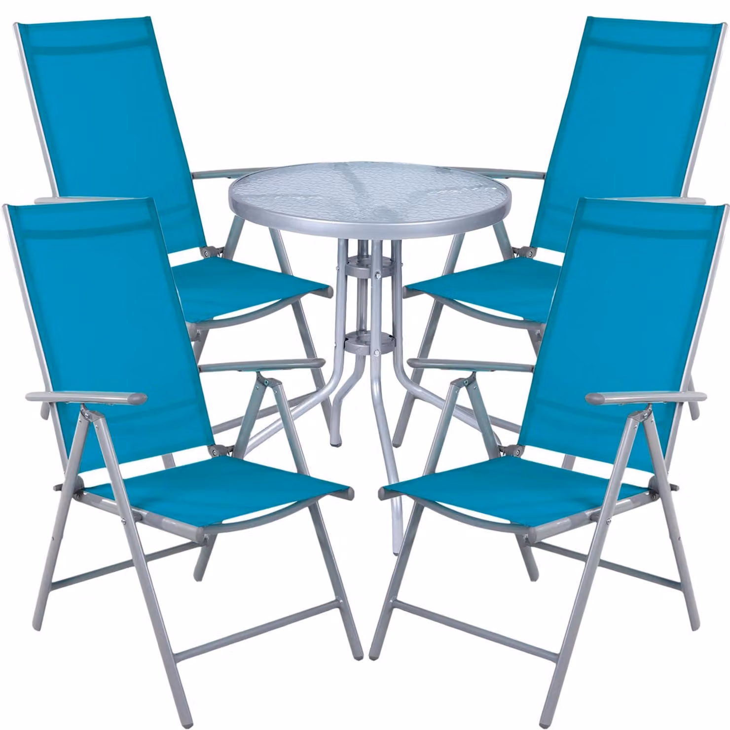 Set da bistrot, 5 pezzi, grigio argento / petrolio