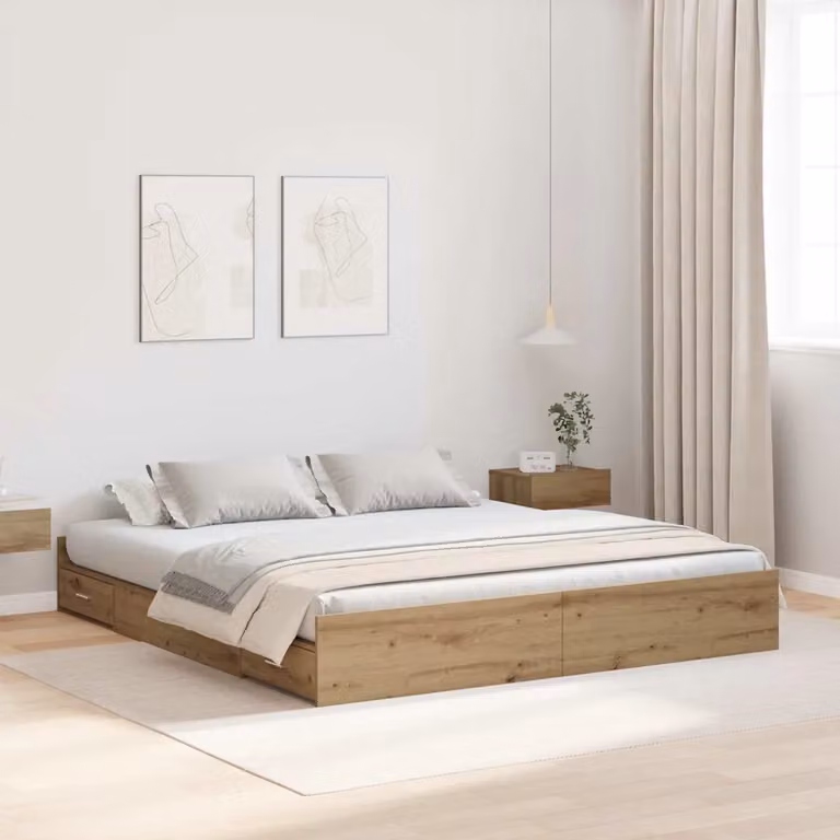 vidaXL Struttura letto con contenitore in legno e MDF, colore marrone, L 180 cm x P 200 cm x H 203 cm