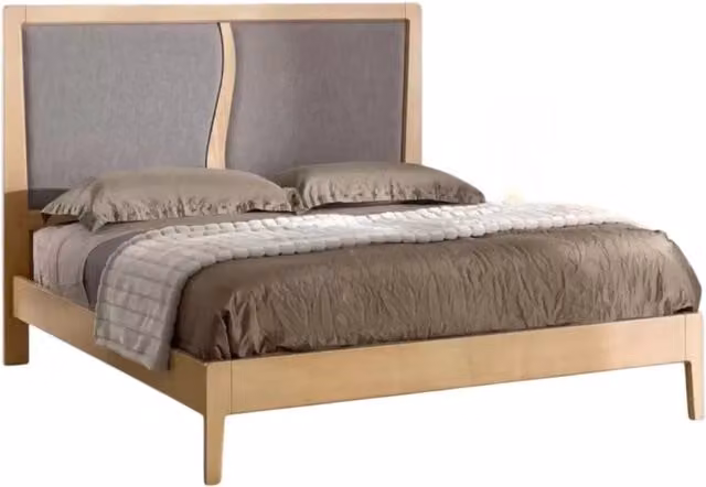 Letto matrimoniale imbottito in tessuto grigio con struttura in legno massello Mobili 2G L/P/H: 175 x 207 x 135 cm – 1