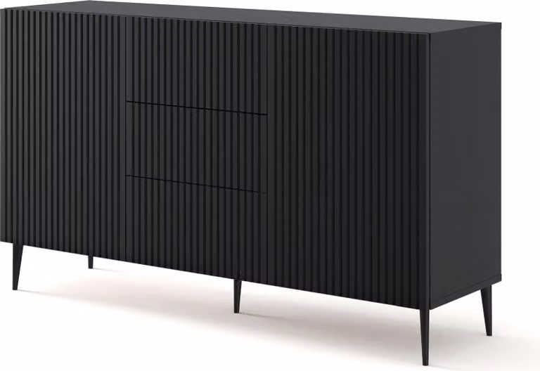 FURNLUX Credenza Ravenna B Nero 150cm / Colore principale: Nero / Dimensioni: 150 x 87 x 42 cm