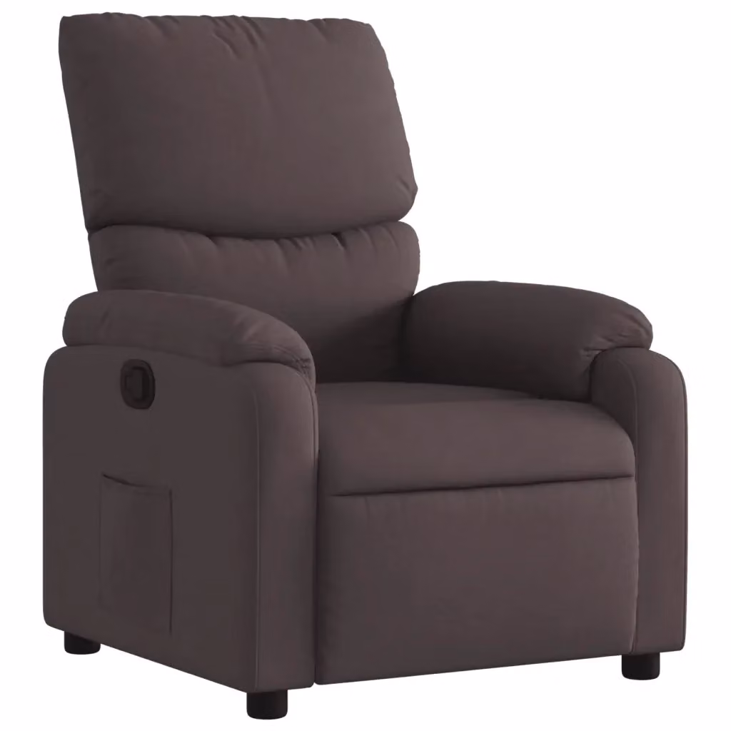 Poltrona Reclinabile Relax vidaXL in Tessuto Marrone con Braccioli e Struttura in Legno e Metallo – 2