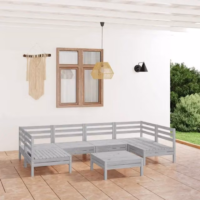 Set Salotto da Giardino 7 pz in Legno Massello di Pino Bianco 3083400
