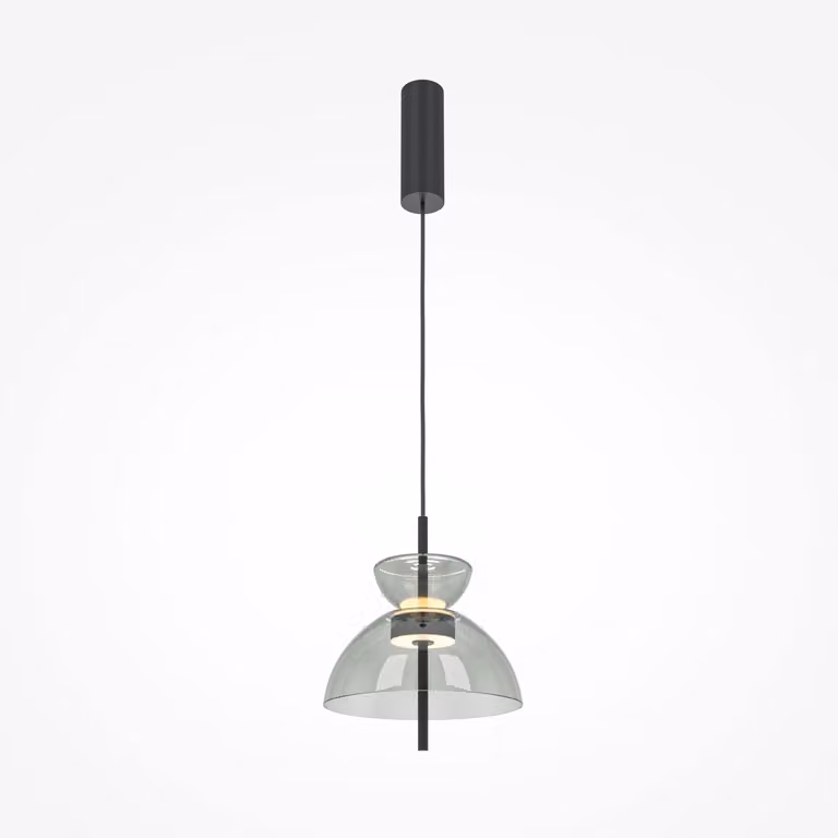 Lampada a sospensione Metallo Vetro fumé LED H: max. 348 cm Nero Grigio bianco caldo 3000 K 1200 lm Moderna Lampada a sospensione