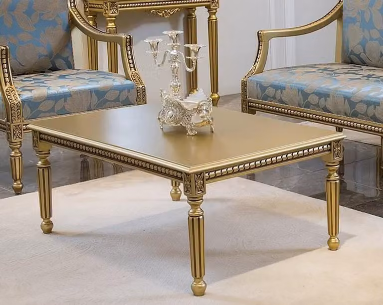 Casa Padrino tavolino barocco oro 110 x 70 x h. 46 cm - Elegante tavolino da salotto in legno massello in stile barocco - Mobili da salotto barocchi