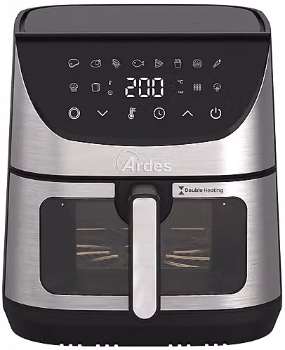 Friggitrice ad aria Ardes Friggisana Supreme con doppia resistenza, capacità 8 l, 1600 W, 12 programmi, Nero/Silver