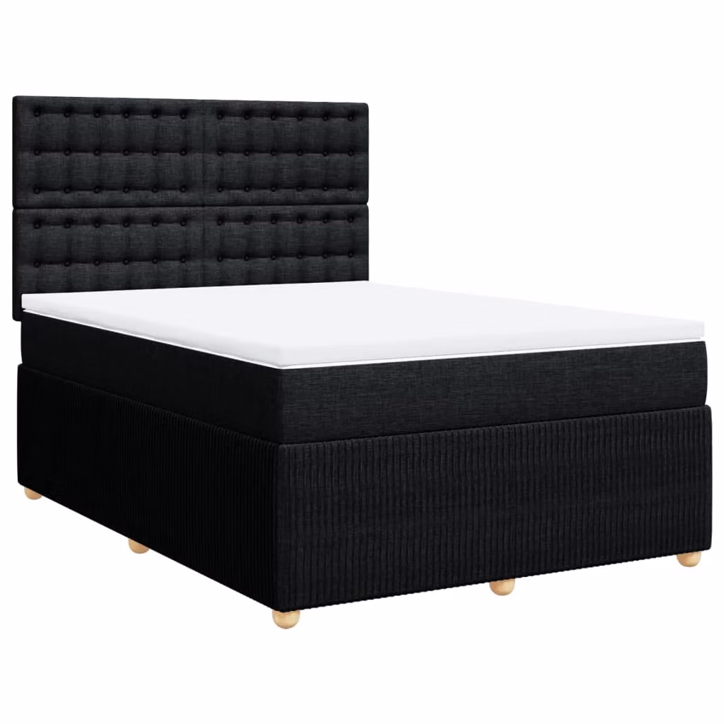 Giroletto a Molle con Materasso Nero 140x200 cm in Tessuto