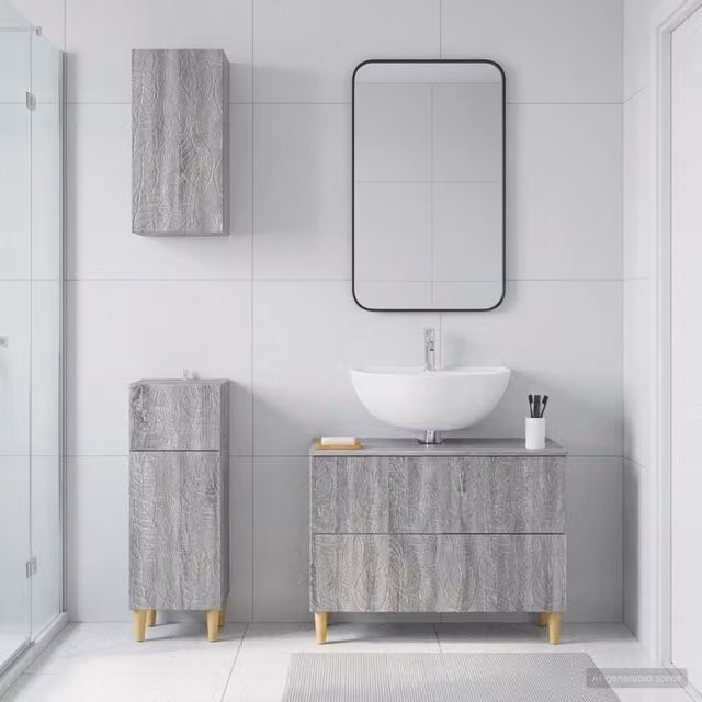 Set di armadietti da bagno in 3 pezzi DELFT Sonoma grigio 3417789