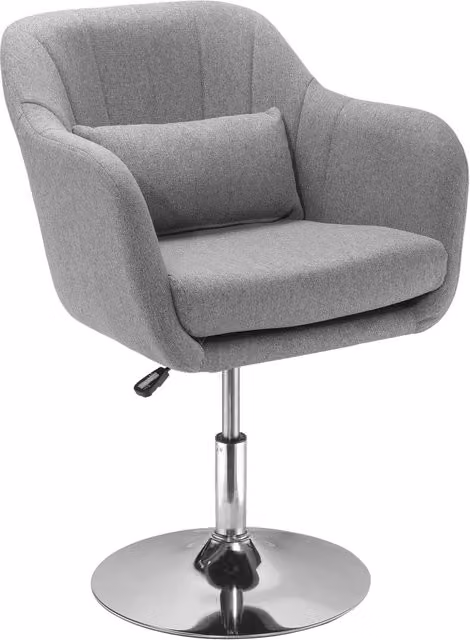 Sedia Girevole 360 GIORDANOSHOP Grigia con Supporto Lombare e Ruote L/P/H: 60 x 60 x 79-91 cm