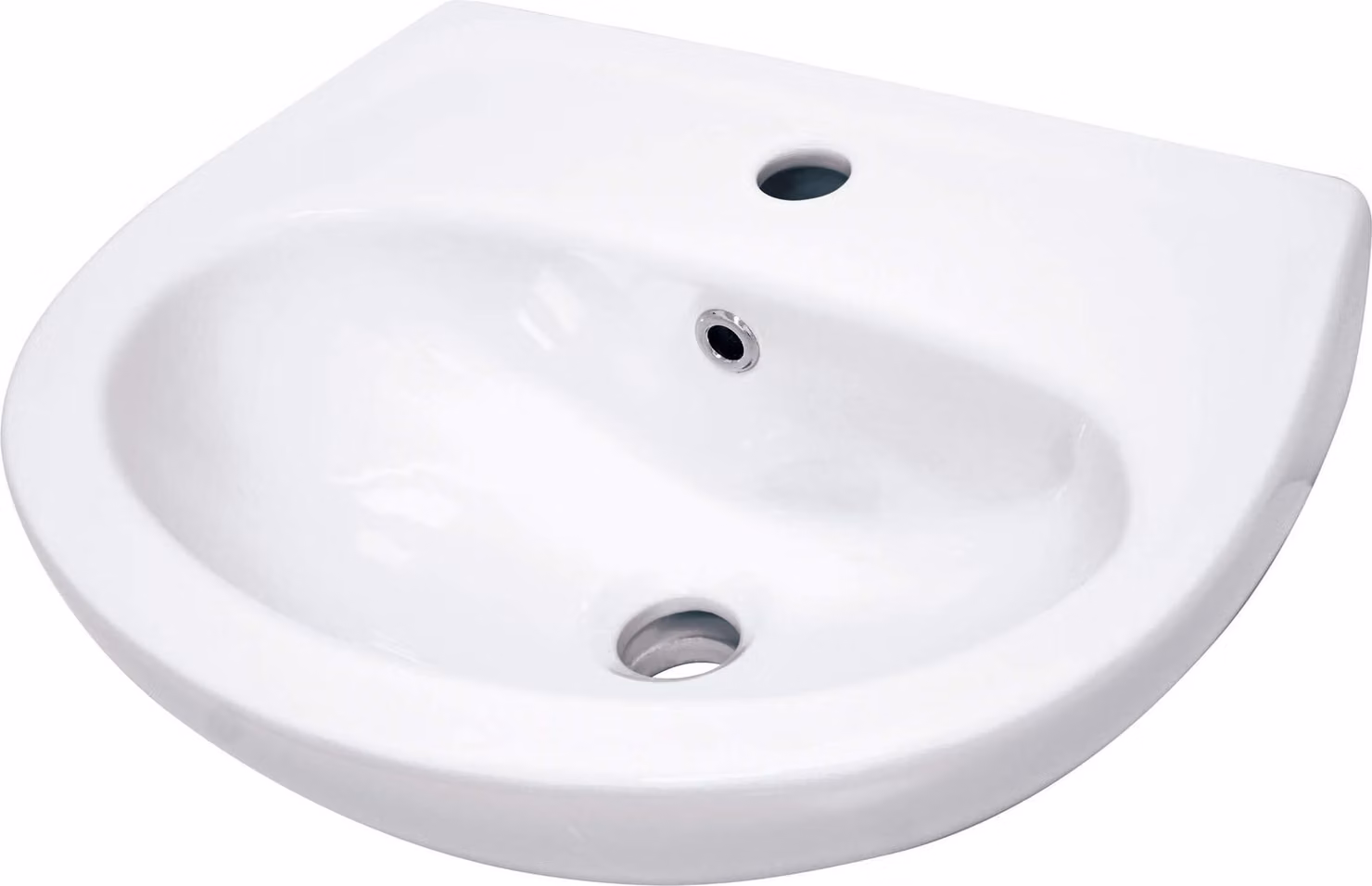 Lavabo a parete in Vetroceramica con spazio per un miscelatore