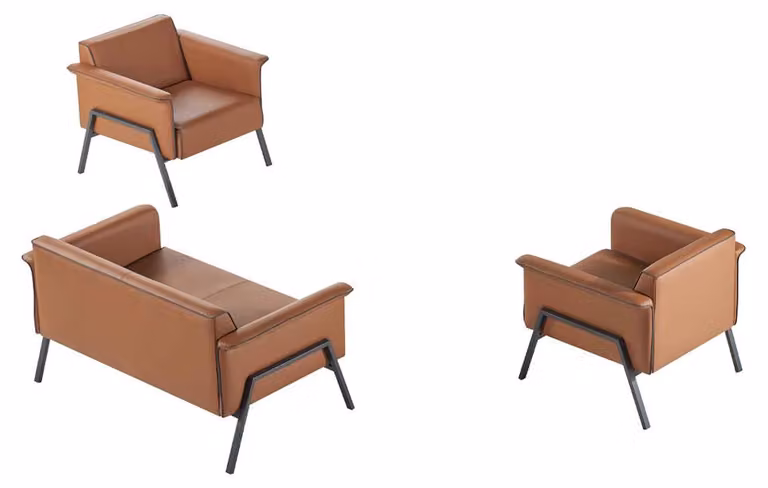 Braunes Arbeitszimmer Set Luxuriöser Zweisitzer Edle 2x Sessel 3tlg