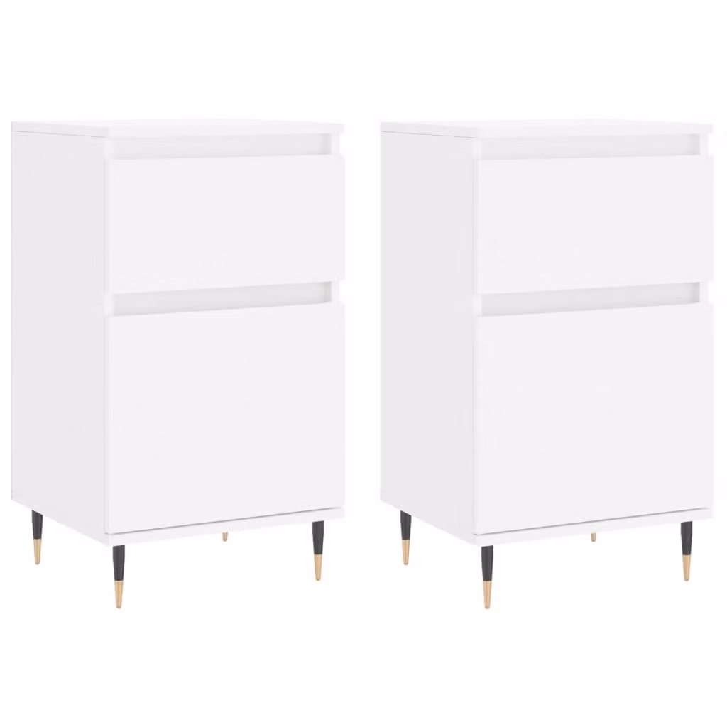 Credenze 2 pz Bianche 40x35x70 cm in Legno Multistrato