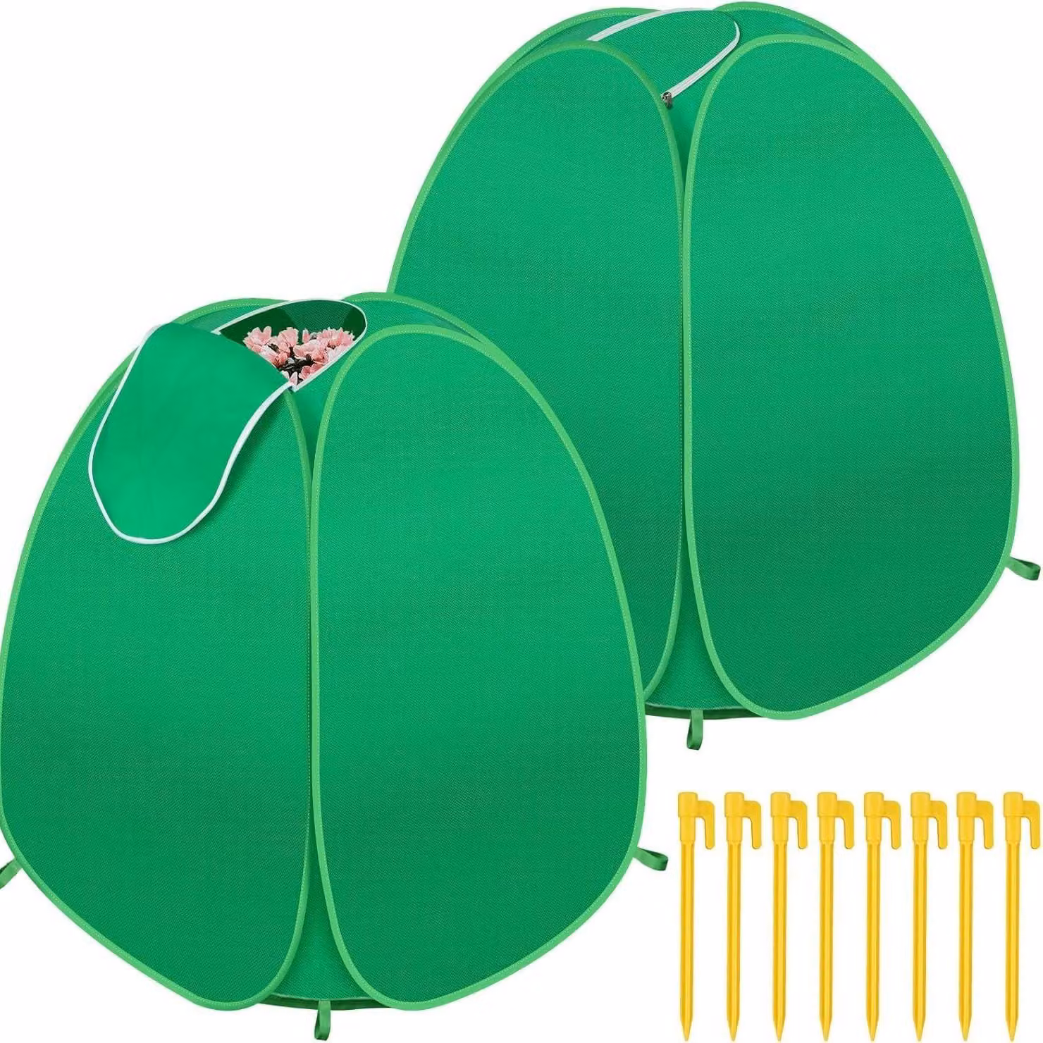 Set di 2 coperture protettive per piante, 82x72x72 cm, mini-serra pop-up in tessuto non tessuto, con cerniera, protezione dal gelo e dall'inverno