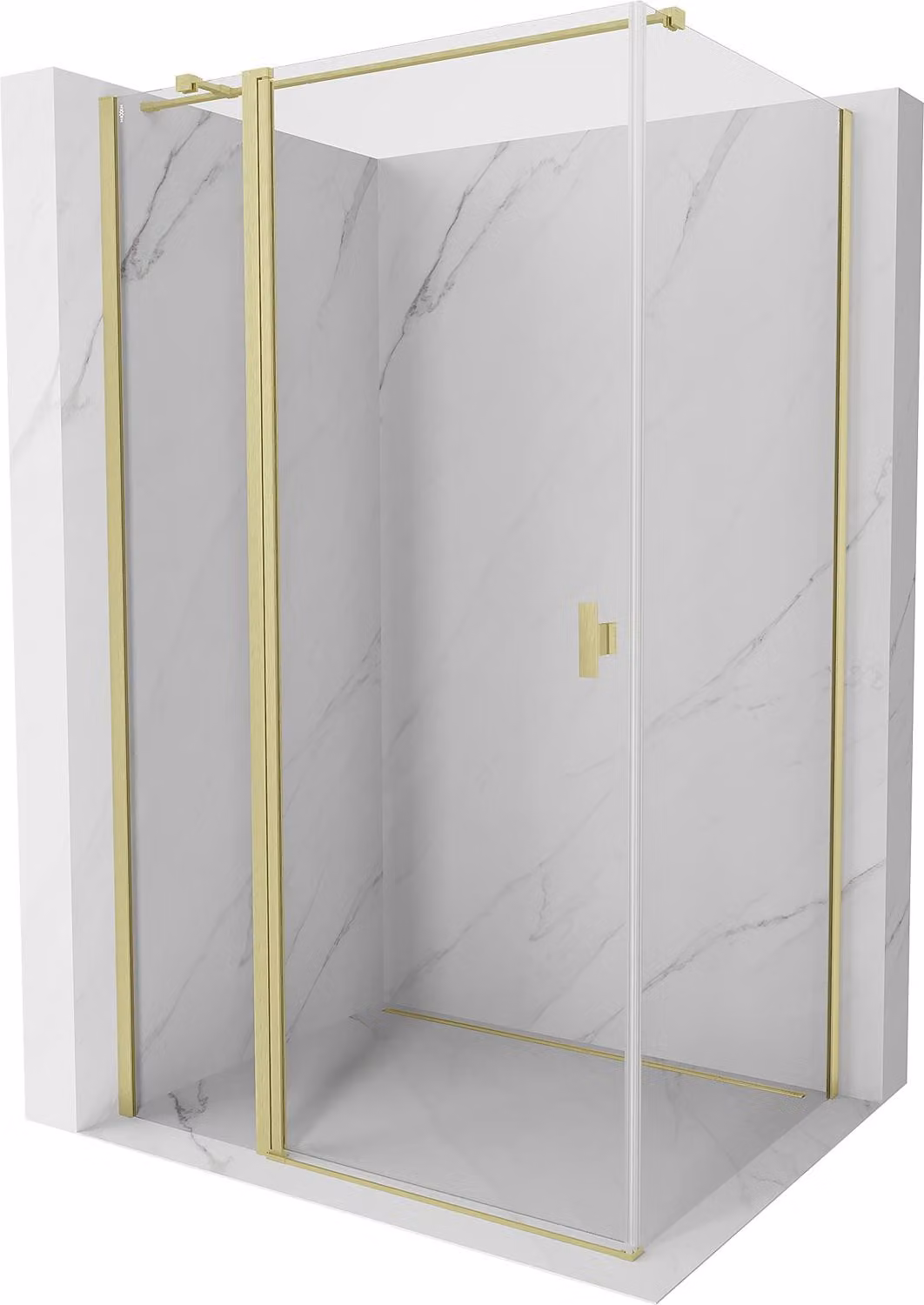 Mexen Mist T cabina doccia pivotante 75 x 110 cm, trasparente, oro spazzolato - 8A4T-075-110-55-00