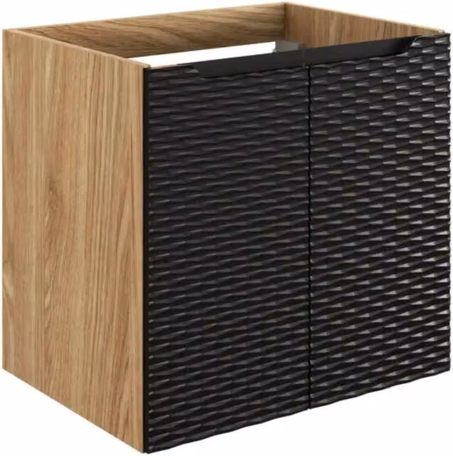 Mobile sottolavabo YOKA - Rovere chiaro e nero - L60 × P46 × H57 cm - Da appendere