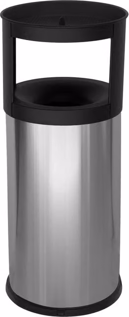 Pattumiera Gettacarte con Posacenere Autoestinguente GIORDANOSHOP in Acciaio Inox e Plastica, Argento o Nero, H 80 cm x Ø 25 cm