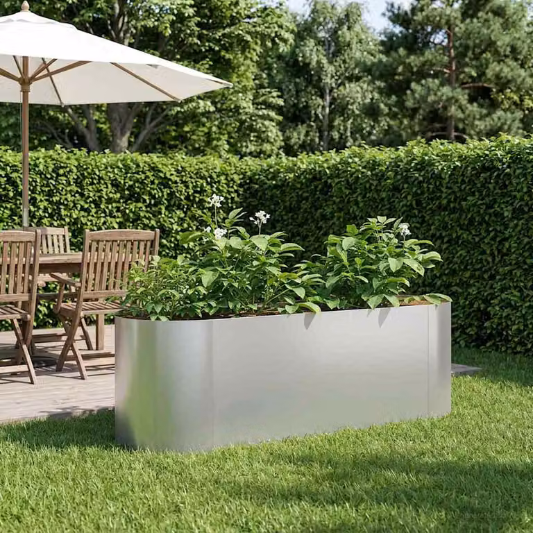 Letto rialzato da giardino vidaXL in acciaio zincato argento L 120 cm x P 40 cm x H 40 cm