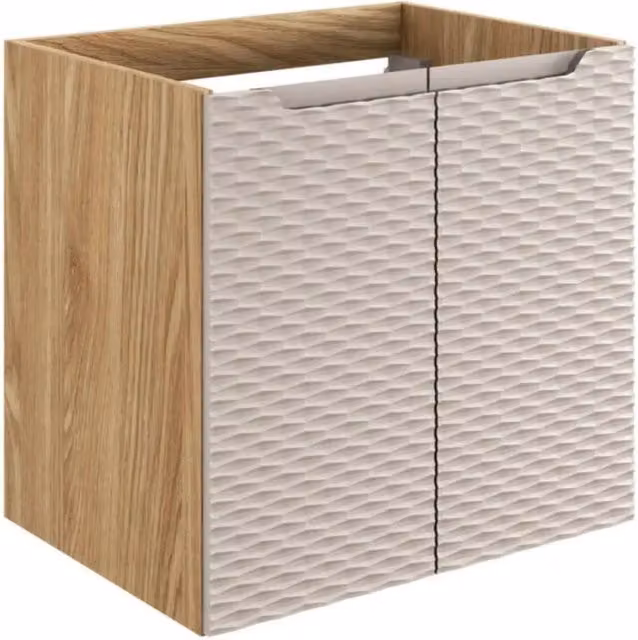 Mobile sotto lavabo YOKA – Beige e quercia chiara 60 cm
