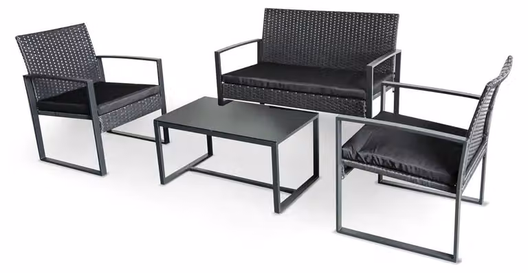 Set da salotto per esterni - Set da pranzo per esterni - Gruppo di sedute per esterni - Arredamento da giardino - Divano da esterno - Metallo resistente agli agenti atmosferici - Polyrattan