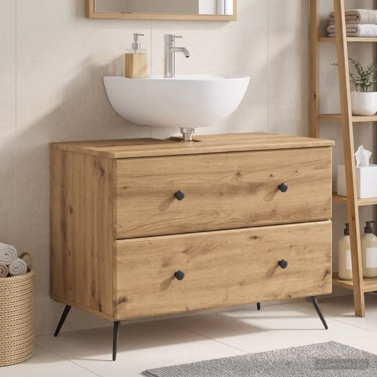 Armadio per lavabo da bagno vidaXL BREDA moderno in legno marrone con cassetti e ripiani interni L/P/H: 82 x 41 x 59 cm