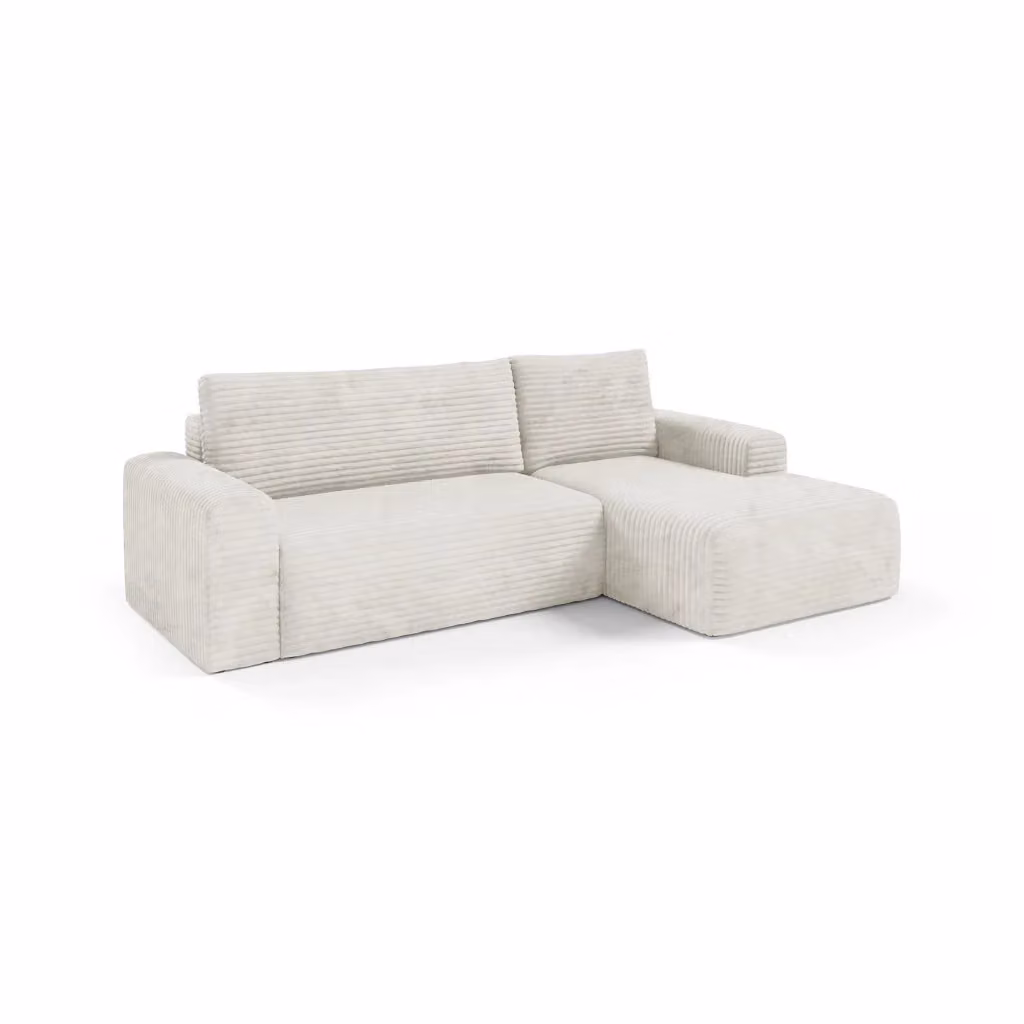 Divano Letto Folgarida DMORA con Penisola Contenitore, L Shape, Bianco, L/P/H: 268 x 163 cm – 2