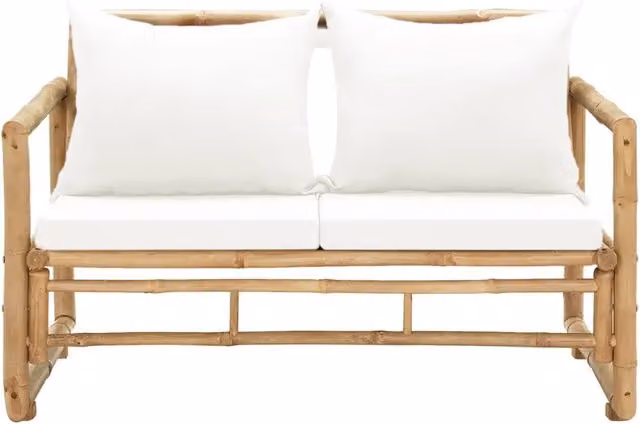 Divano da Giardino a 2 Posti-Sofa da giardino con Cuscini in Bamb¨´