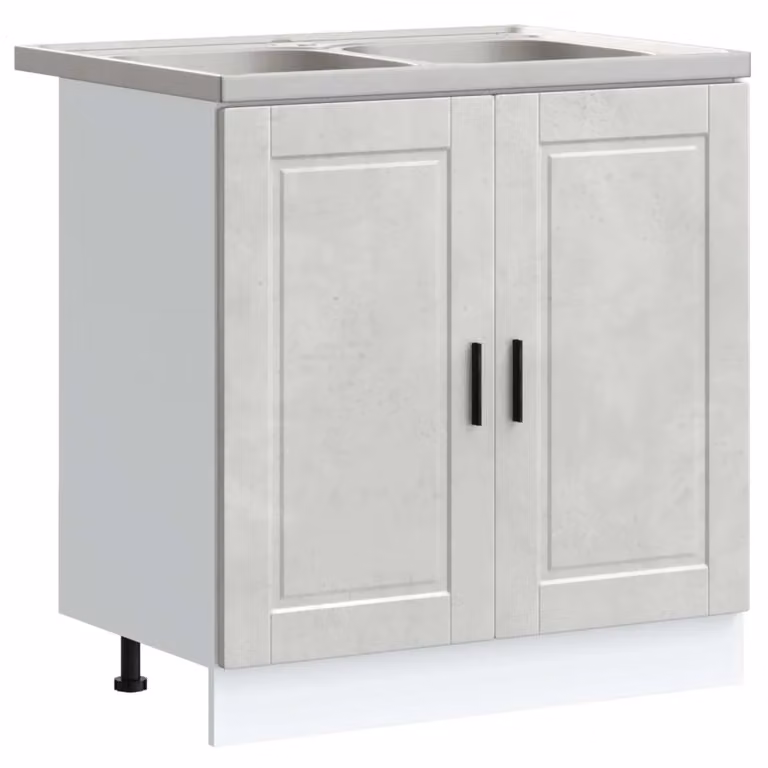 Set di 2 mobiletti per lavabo vidaXL moderni in MDF grigio, L: 80 cm, P: 46 cm, H: 81,5 cm