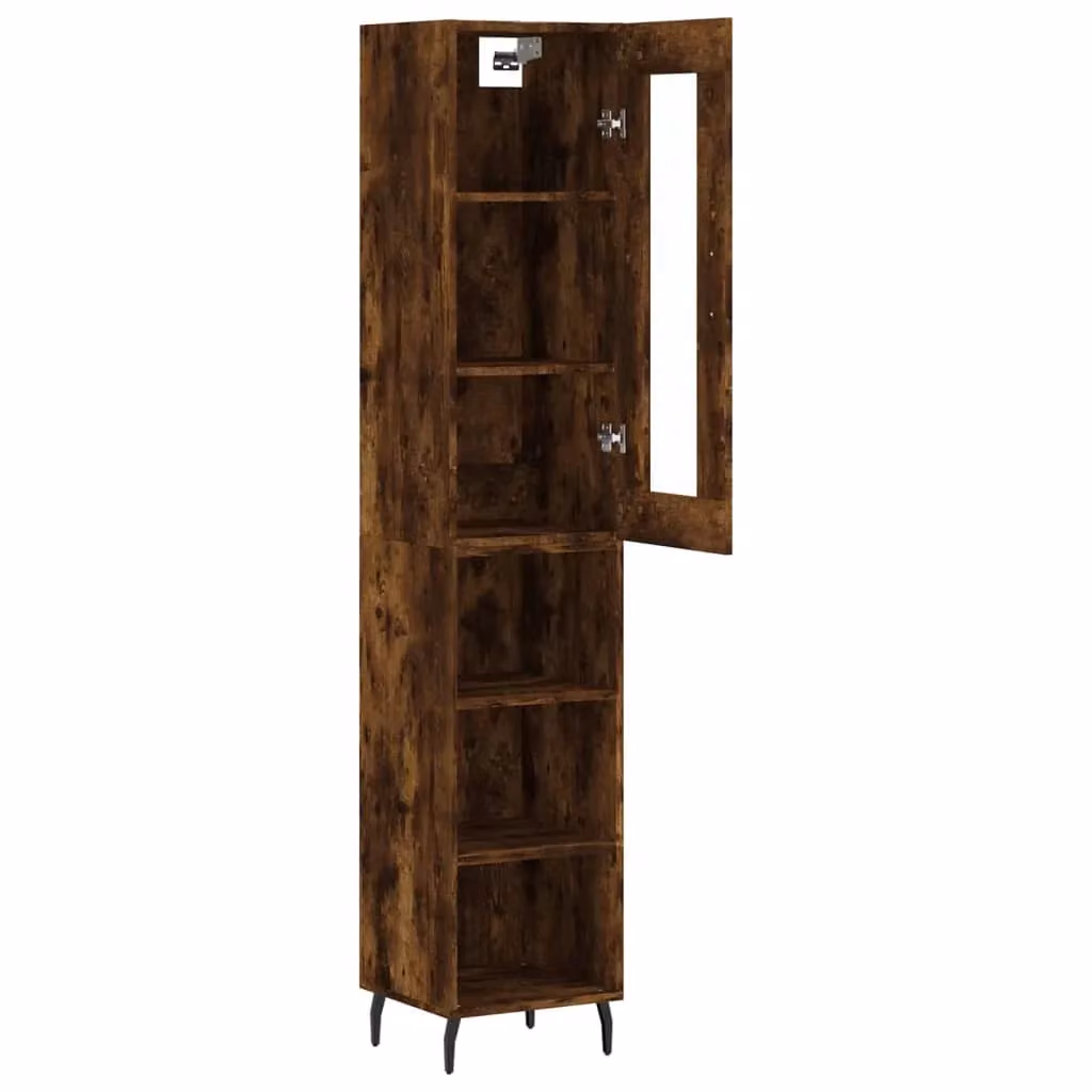 Mobile contenitore moderno con ante e ripiani interni per cucina o soggiorno, marrone, L/P/H: 34,5 x 34 x 180 cm – 2