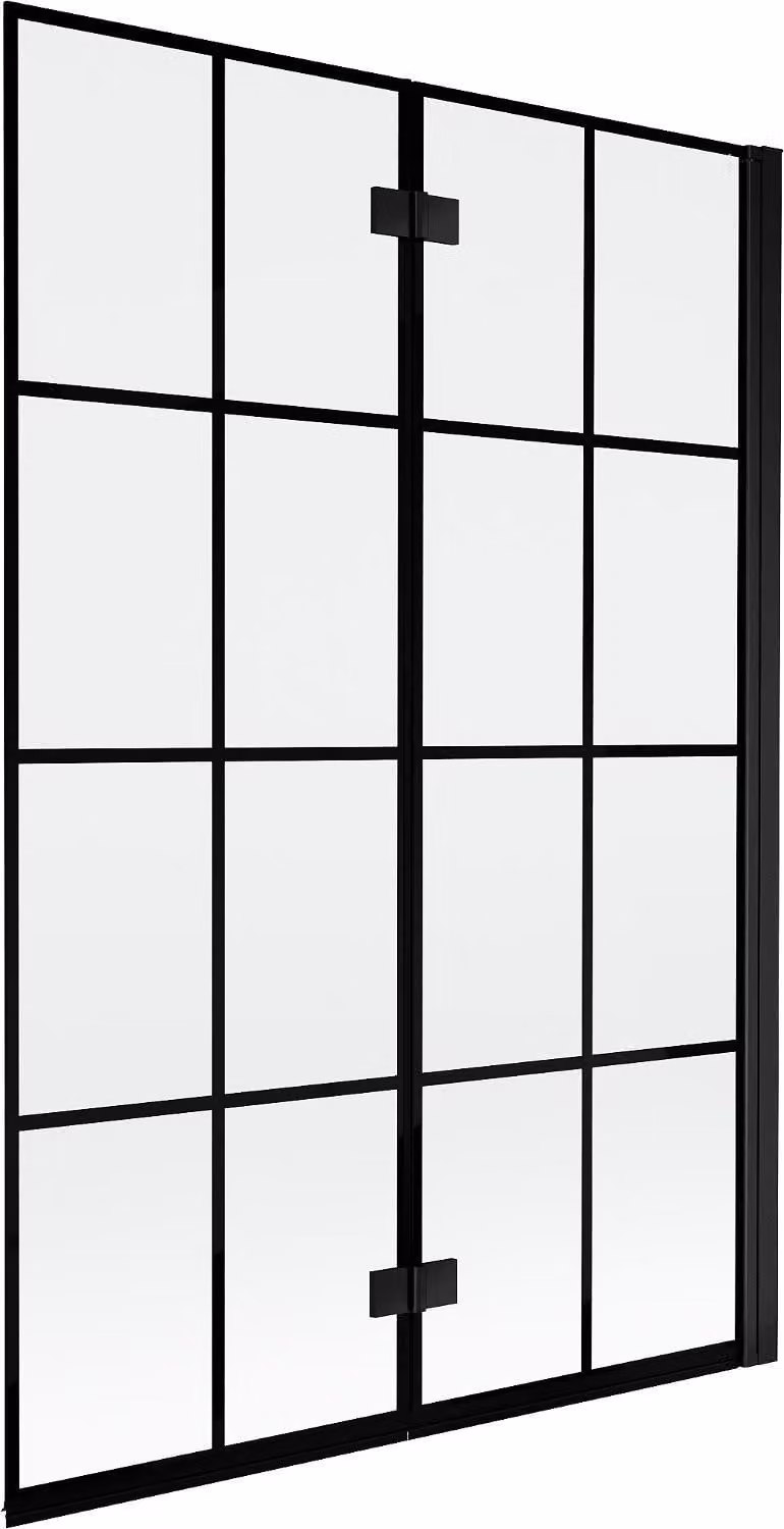 Mexen Mist paravento da doccia a 2 ante destro 120 x 150 cm, griglia nera, nero - 8A9-120-002-70-77-P