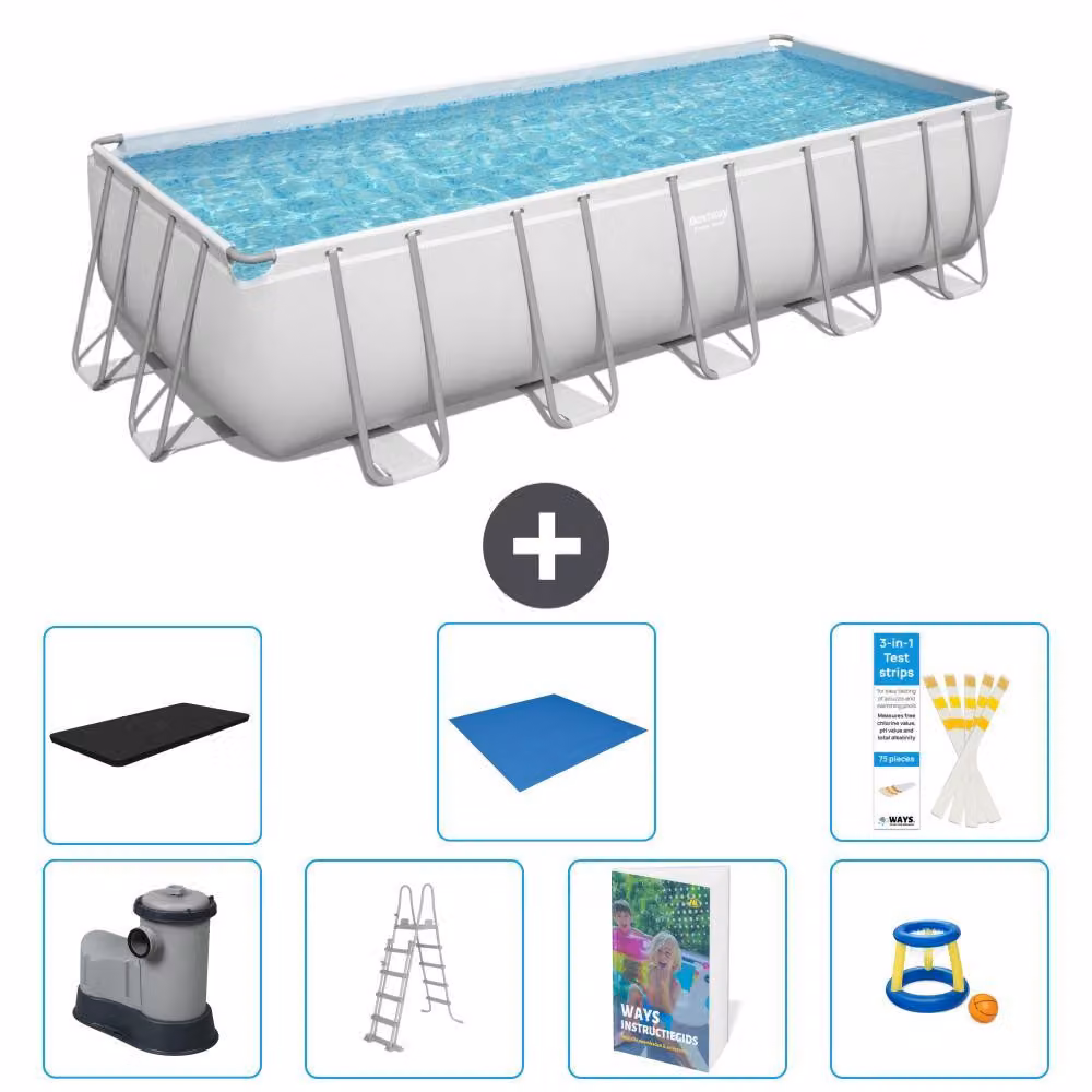 Bestway Power Steel, piscina rettangolare - 640x274x132 cm - composta da 6 parti, modello S568