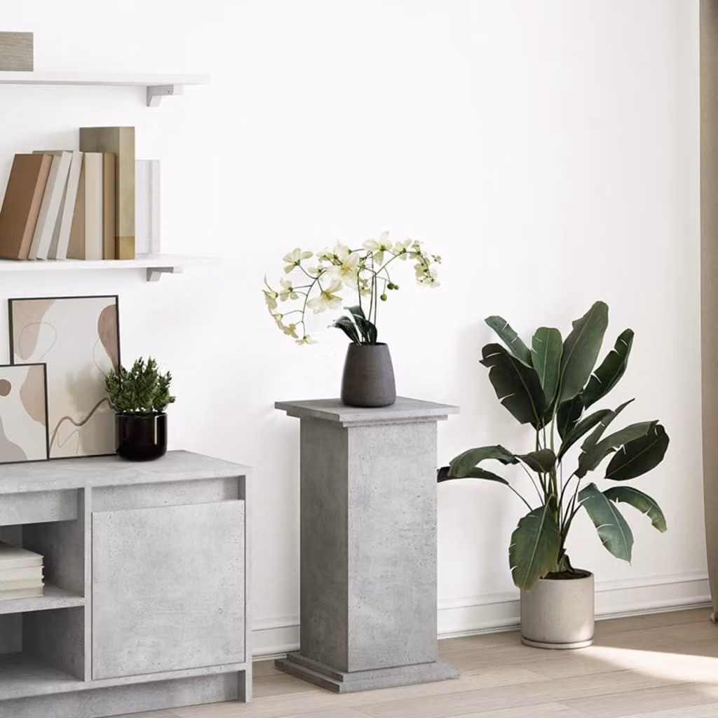 Espositore con portaoggetti vidaXL in legno MDF, colore grigio, design moderno per soggiorno o giardino, L/P/H: 31 x 30 x 60 cm