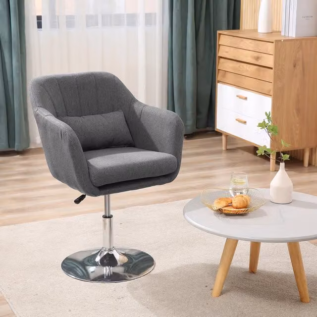 Sedia da ufficio girevole OKWISH con supporto lombare e braccioli, rivestimento in tessuto grigio scuro, H: 136 x L: 60 x P: 51 cm
