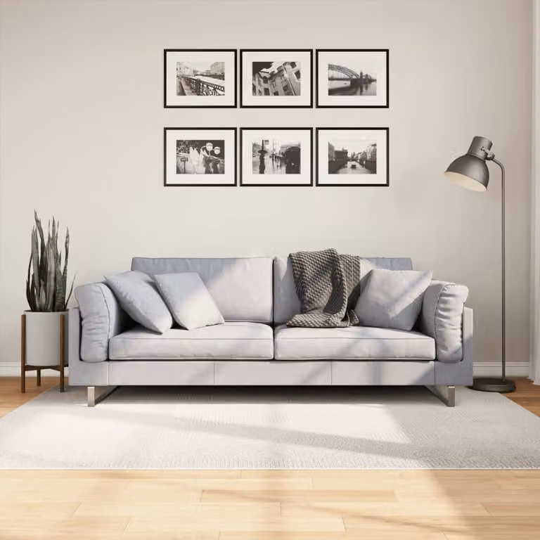 Tappeto a pelo corto vidaXL IZA in stile scandinaviano con motivo geometrico, beige e bianco, L: 140 cm x P: 200 cm