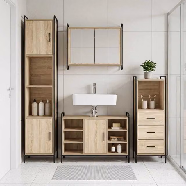 Set di Armadi da Bagno 3 pz Rovere Sonoma 40 x 36 x 109,5 cm 3444538