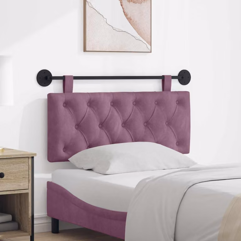 Testiera sospesa vidaXL in velluto viola con illuminazione integrata e pannello imbottito
