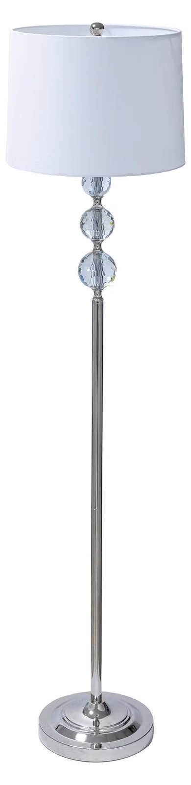 Lampada da terra con paralume in tessuto, base in metallo, attacco E27, altezza 155 cm, colore argento/bianco