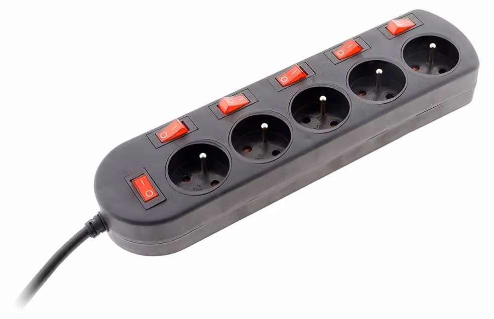 Zenitech - SONO-Block: 5 prese da 16 A, 2 poli + terra + 6 interruttori con spia luminosa, cavo da 3 m