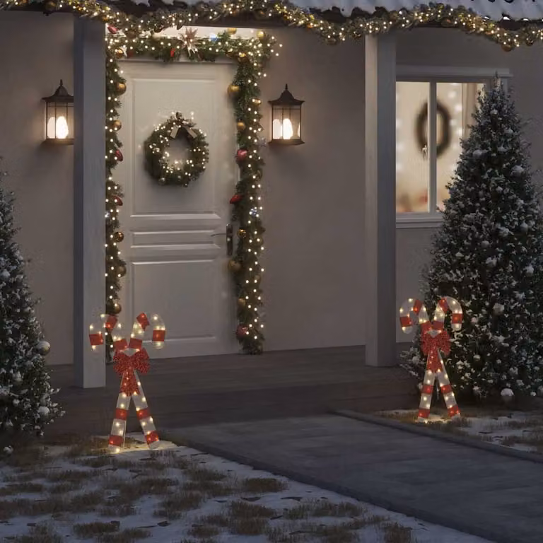 vidaXL Decorazione Natalizia Bastoncino di zucchero 50LED Bianco Caldo