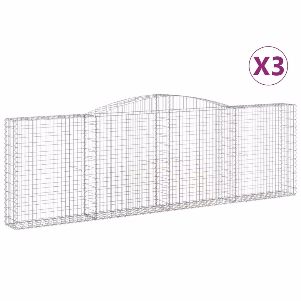Cesti Gabbioni ad Arco 3 pz 400x30x120/140 cm Ferro Zincato