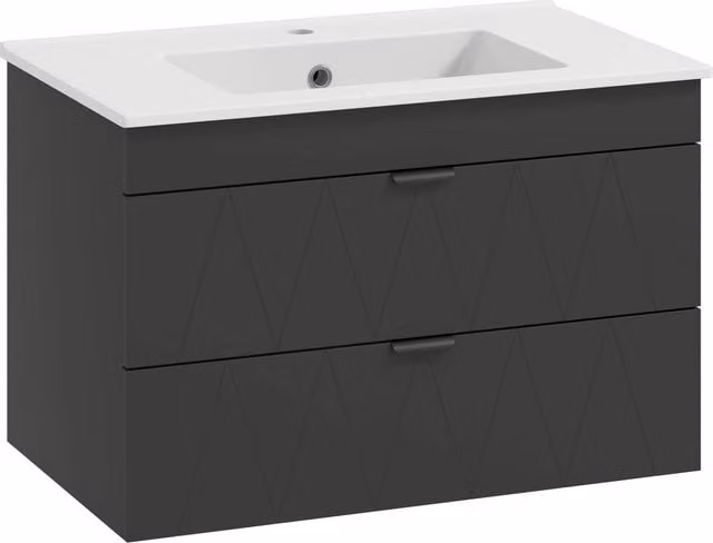 Mobile da bagno sospeso con lavabo e cassetti Soft-Close ¨C Minimal ¨C Nero 60x30x