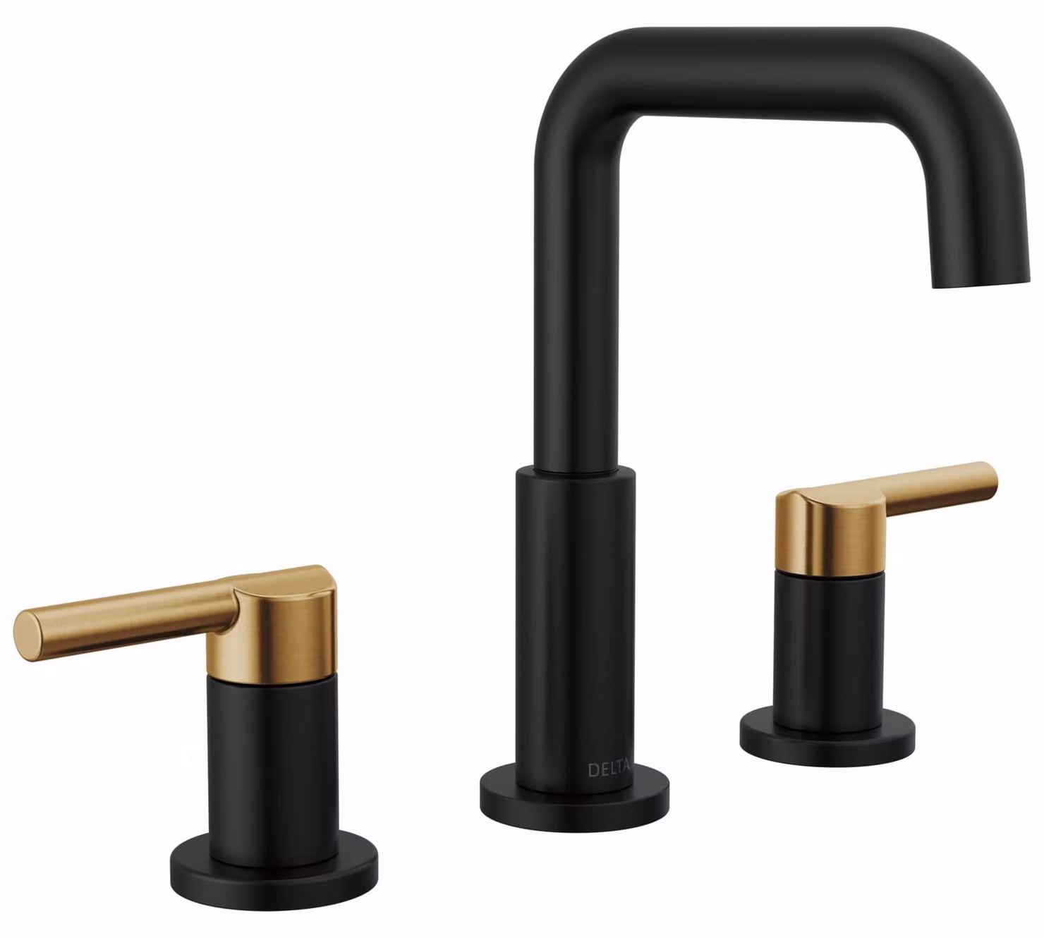 Miscelatore per lavabo a 3 fori, con aeratore, finitura nero opaco/bronzo champagne