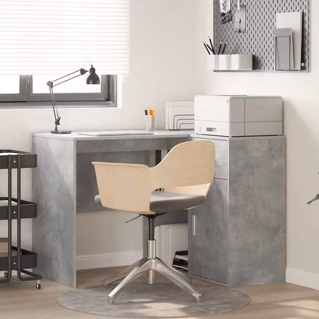 Scrivania ad angolo moderna vidaXL in MDF grigio L: 102 cm, P: 88 cm, H: 75 cm