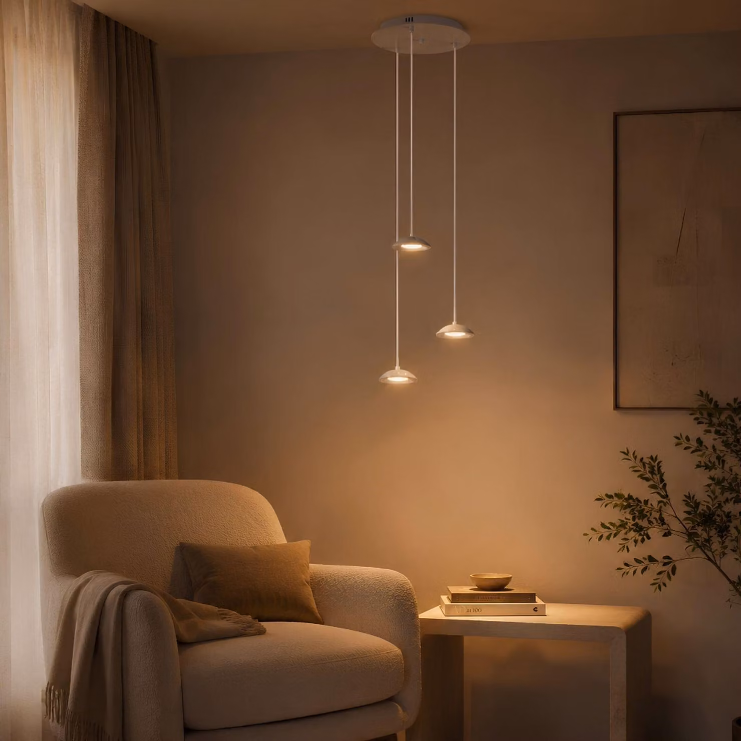 s.luce Santa Air LED lampada a sospensione per sala da pranzo 3 luci Ø 40cm baldacchino nero 3 luci semicircolari