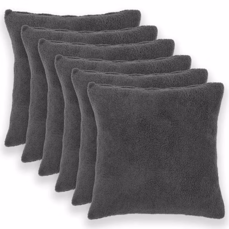 vidaXL Federa 6 pcs HEERLEN Grigio Scuro 65 x 65 cm Bouclé