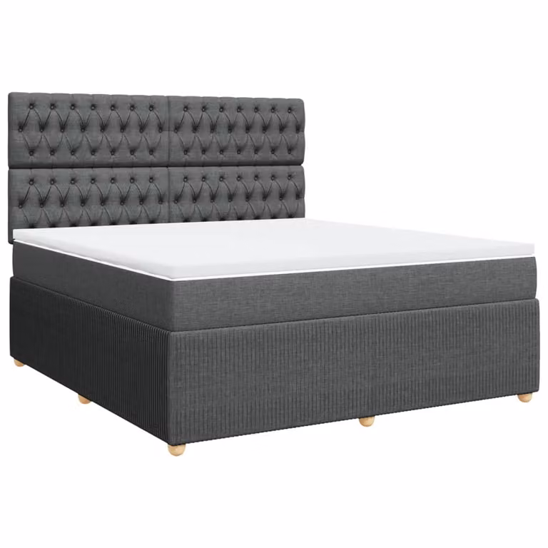 Giroletto a Molle con Materasso Grigio Scuro 180x200 cm Tessuto